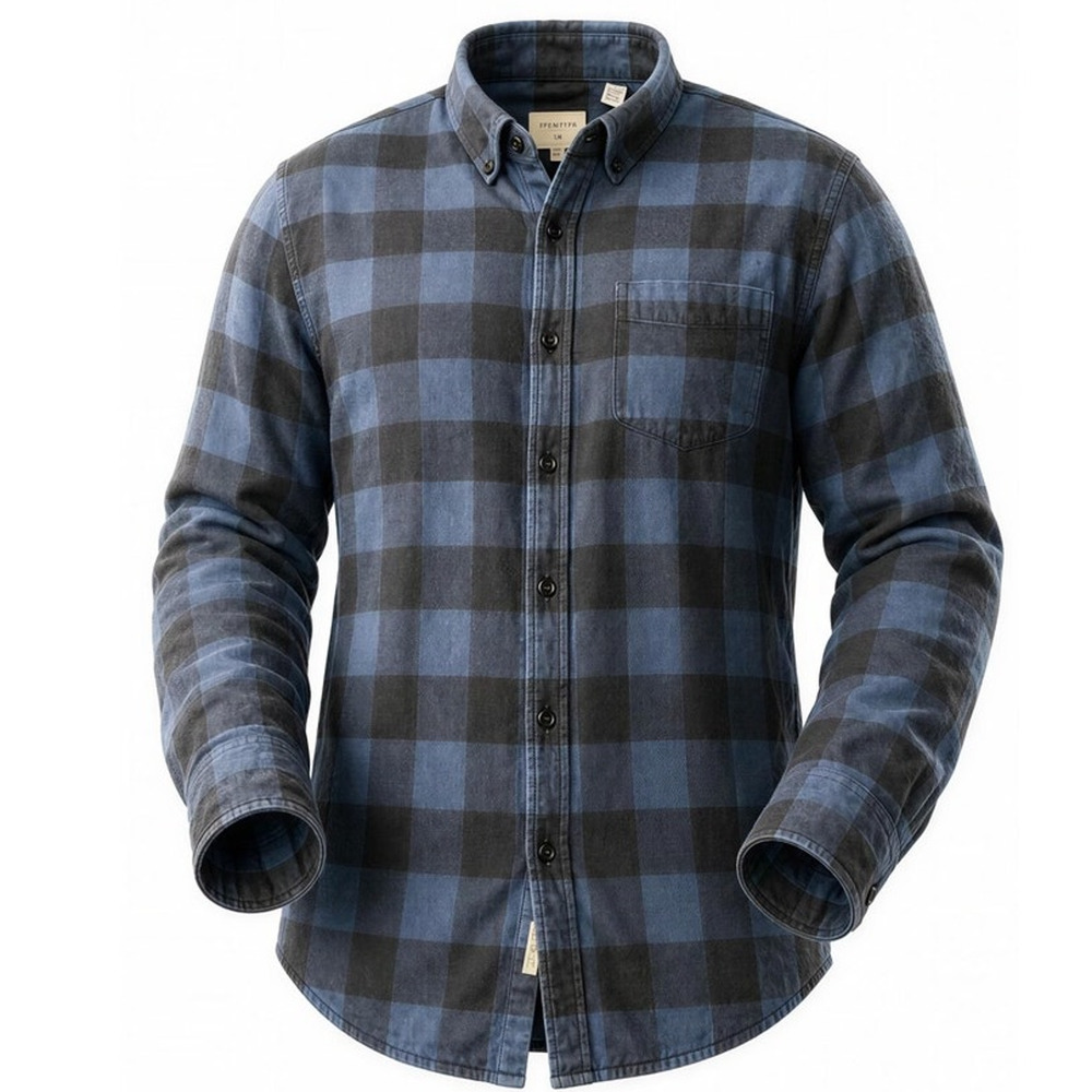 Weatherproof Vintage Shirt Mens XL Blue Black Plaid Flannel Button-Up